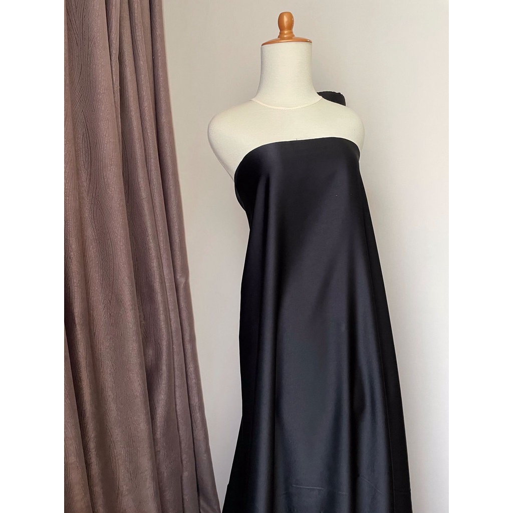 Bahan Satin Maxmara Silk Lux Premium Meteran Mewah Warna Hitam