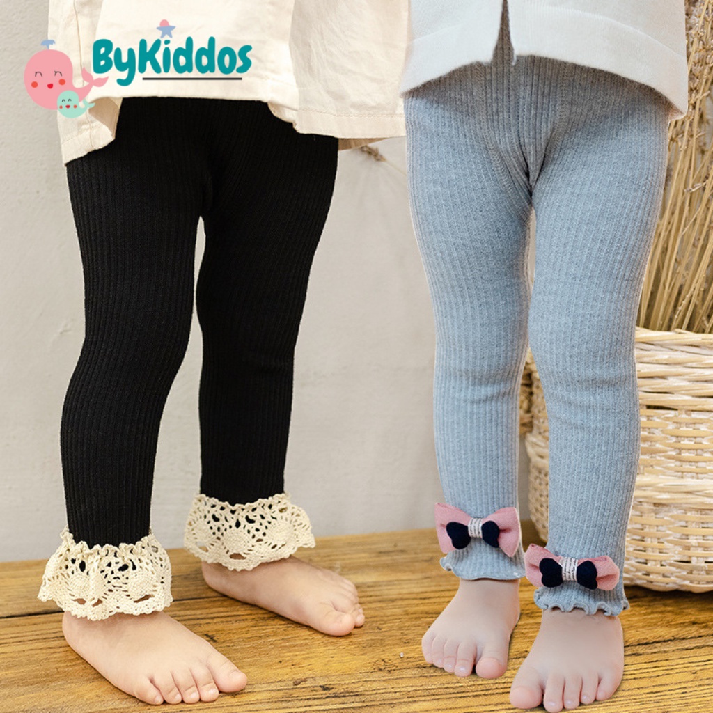 ByKiddos - Celana Legging Anak Perempuan Import / Legging Bergaris Vertical Anak Perempuan Motif Pita