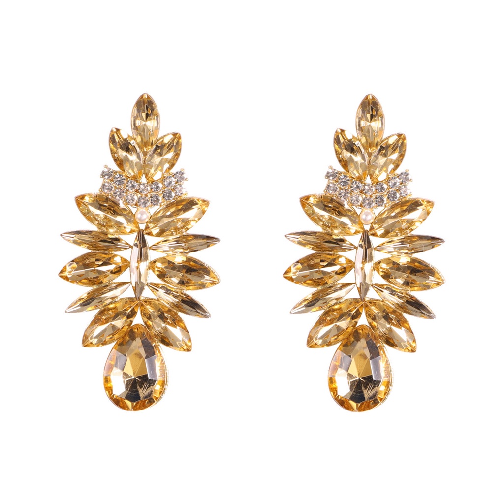 Hu Hu Hu Hu Hu Alat Bantu Pasang Kacamata♡ 1 Pasang Anting Stud Bentuk Water Drop Aksen Berlian Imitasi Untuk Wanita