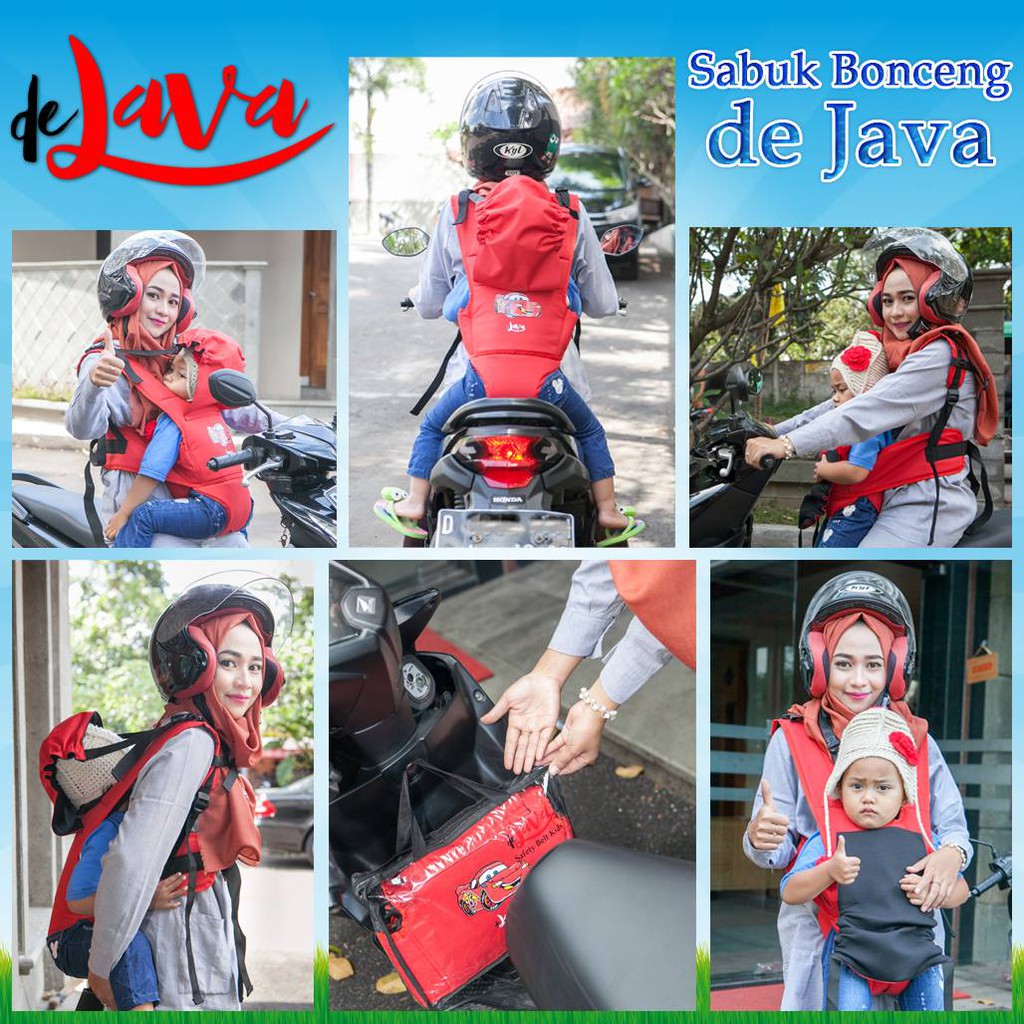 SaBUK BONCENG  anak DE JAVA safety motor umur 1-3 th ada pengaman kepala ketika anak tidur