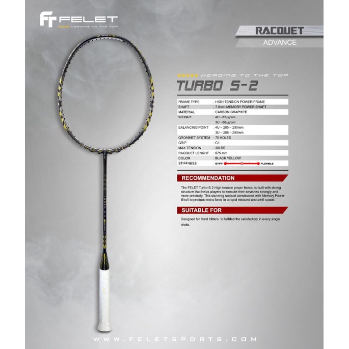 RAKET BADMINTON FELET TURBO S-2 ORIGINAL