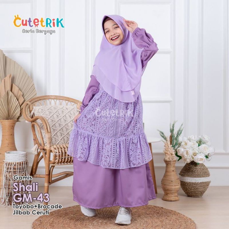 Gamis pesta anak brokat set jilbab by Cutetrik