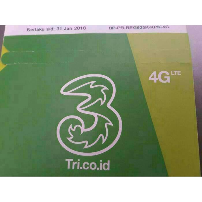 Kartu Perdana Three 3 Paket Data Internet 4GB