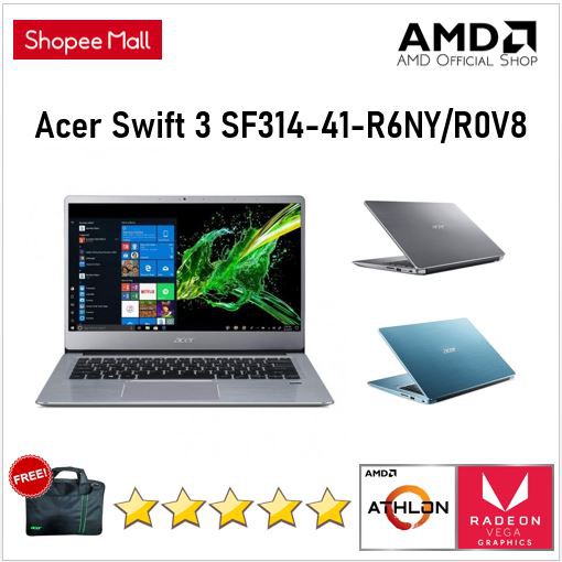Acer Swift 3 SF314-41-R6NY/R0V8 - AMD Athlon 300U 4GB 512ssd Vega 3 W10 14FHD