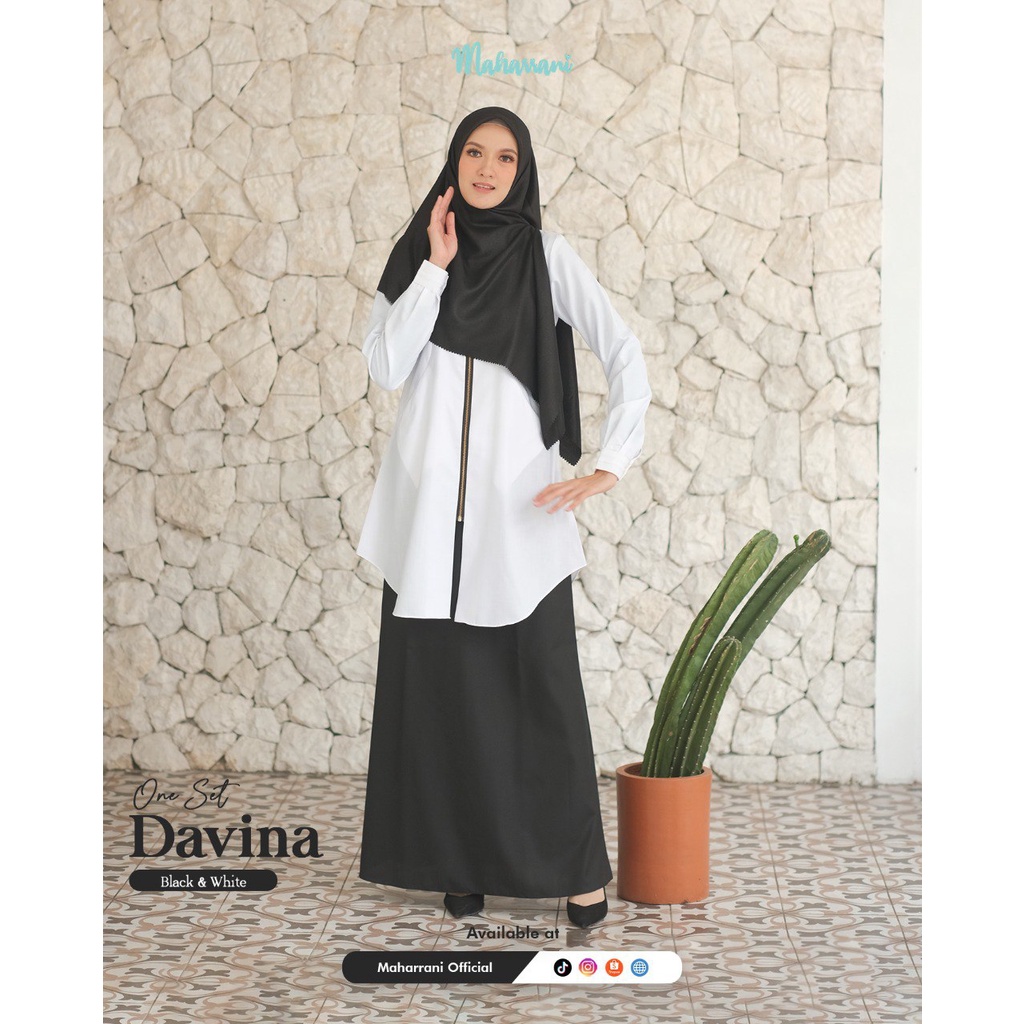 Seragam Dinas One Set Hitam Putih Davina By Maharani Seragam Dinas Hitam Putih Wanita Model Terbaru 