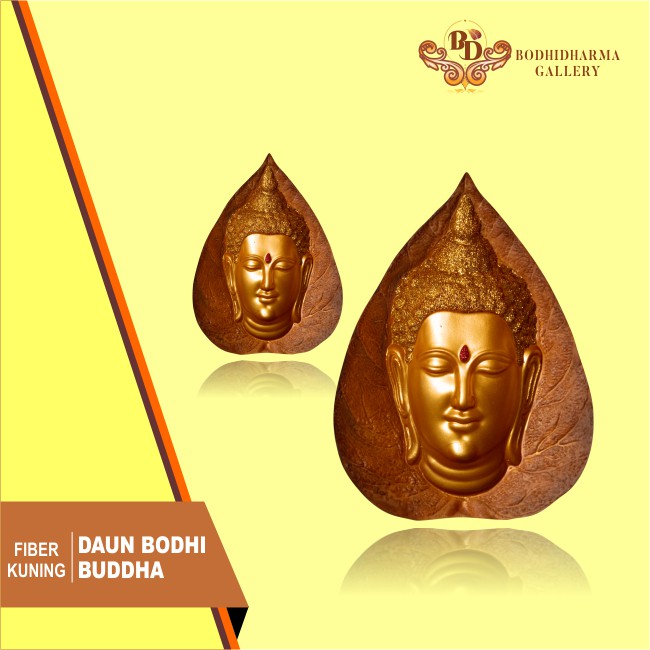 Rupang Patung Arca Daun Bodhi Buddha Kuning Fiber