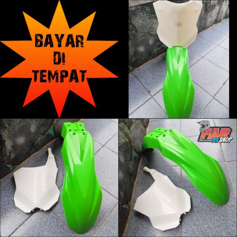 Paketan spakbor Depan dan Papan No KXF450 Slebor KX 450 F Hijau Putih