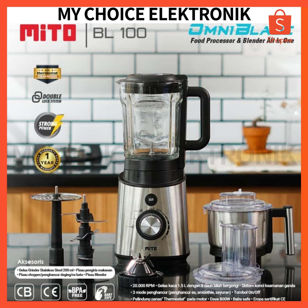 MITO Blender &amp; Food Processor BL-100 / BL100 Omniblade - Garansi Resmi