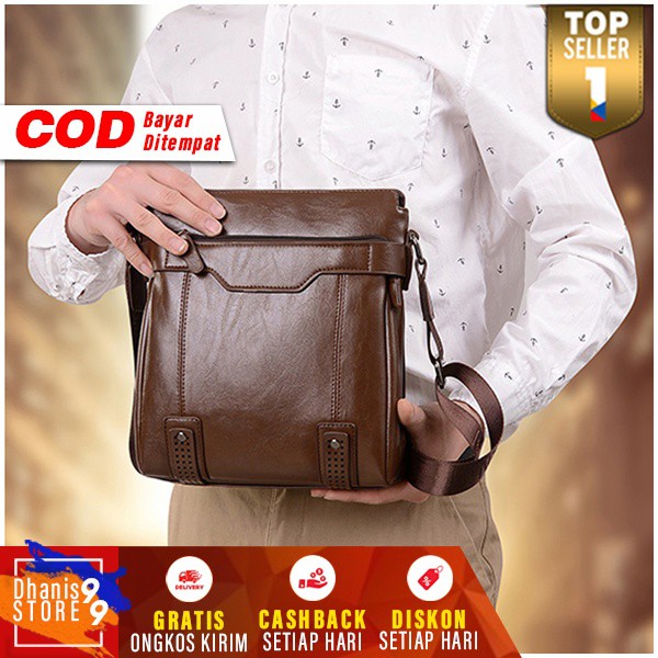 Tas Selempang Pria Kulit Messenger Leather Bag Cowok Keren Tas Kerja Cowo Kekinian