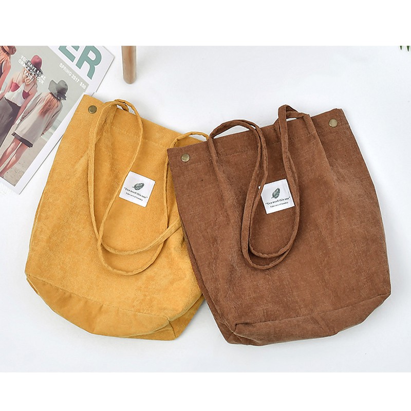 TAS TOTE BAG TOTEBAG SELEMPANG JINJING BAHU WANITA CEWEK KPOP IMPORT KOREA FASHION CORDUROY GF347