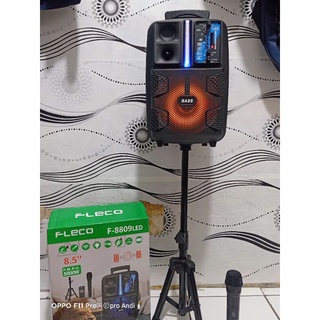 TERBARU 5000WATT speaker bluetooth karaoke fleco f8809 LED 8,5 in bonus mic WIRELES radio FM best Qualiity 100original