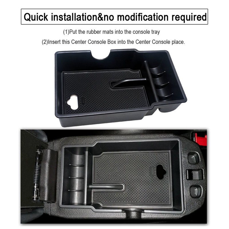 For Jeep Renegade 2015-2019 Armrest Storage Box Center Console Tray Holder Black