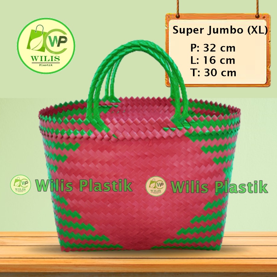 READY STOCK - Tas Anyaman Plastik KACA Lebih Kuat Daripada Lurik / Tas Hampers Parcel Belanja Pasar Berkat Hajatan Muat Kotak Nasi