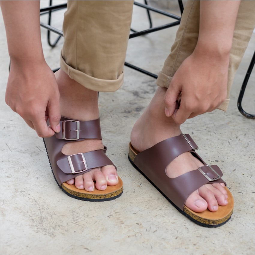 Cracker Brown | Sendal Tali Kulit Simpel Kayu Jalan Pria Cowok Men Sandal Footwear | FORIND x Lvnatica