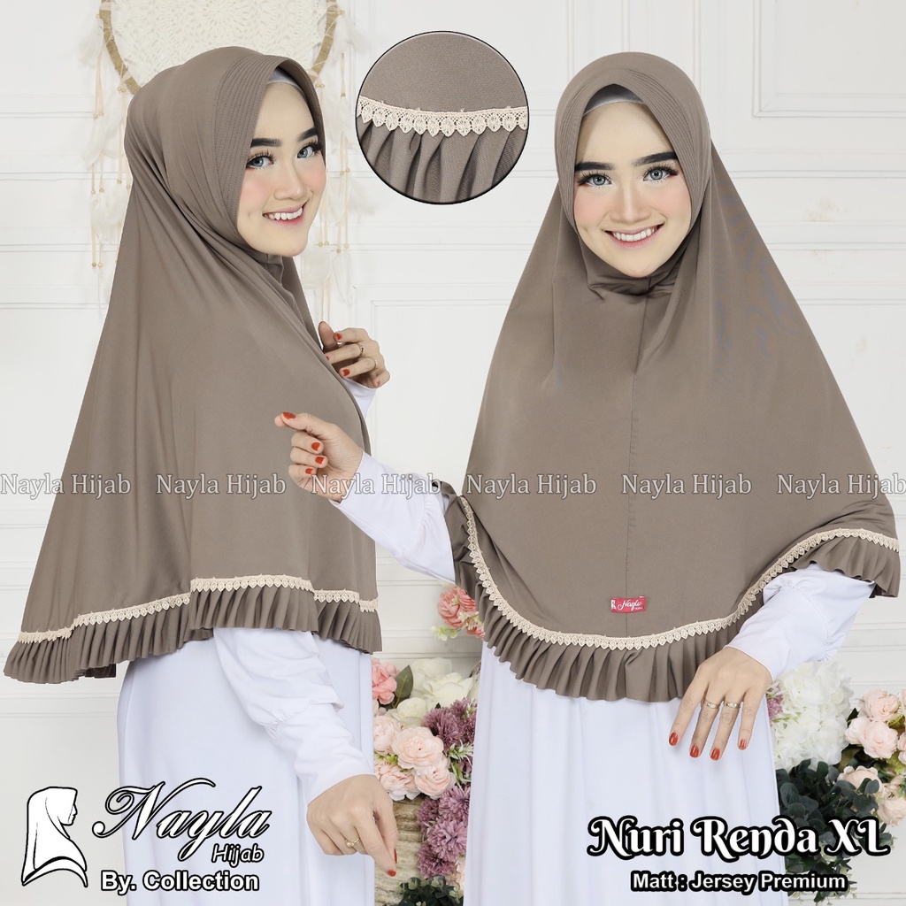 JILBAB INSTAN NURI RENDA XL KERUDUNG BERGO JERSEY PREMIUM TERMURAH DAN TERLARIS NAYLA HIJA'B