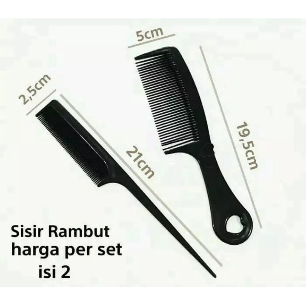 (B047) ISI 2pcs Sisir Hitam Set Polos Unisex Pria Wanita