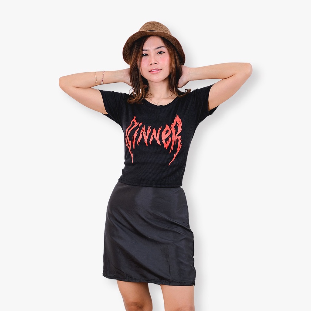 Tq88indonesia Fashion Baju Crop Kaos Wanita Terbaru / Sinner RIB Crop Top / Tshirt Ketat Wanita / Baju Kasual Wanita / Baju Santai Cewek / Baju Polos Wanita