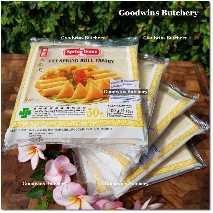 

SPRING ROLL SKIN samosa kulit lumpia TYJ Spring Home Singapore frozen 6" 15cm 50 SHEETS 400g