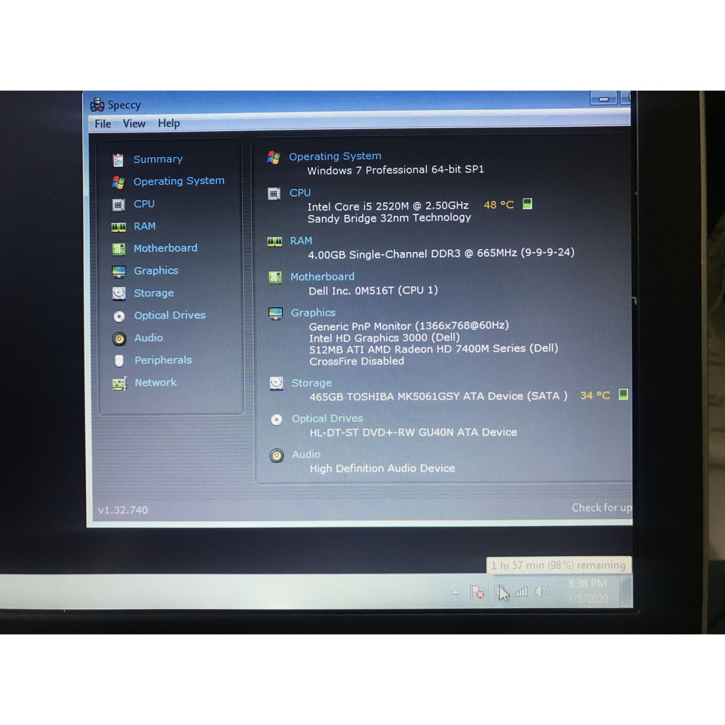 DELL VOSTRO 3350 i5 2520M 4GB RAM 500GB HDD CAM DVD FP RADEON GOOD BATTREY MULUS