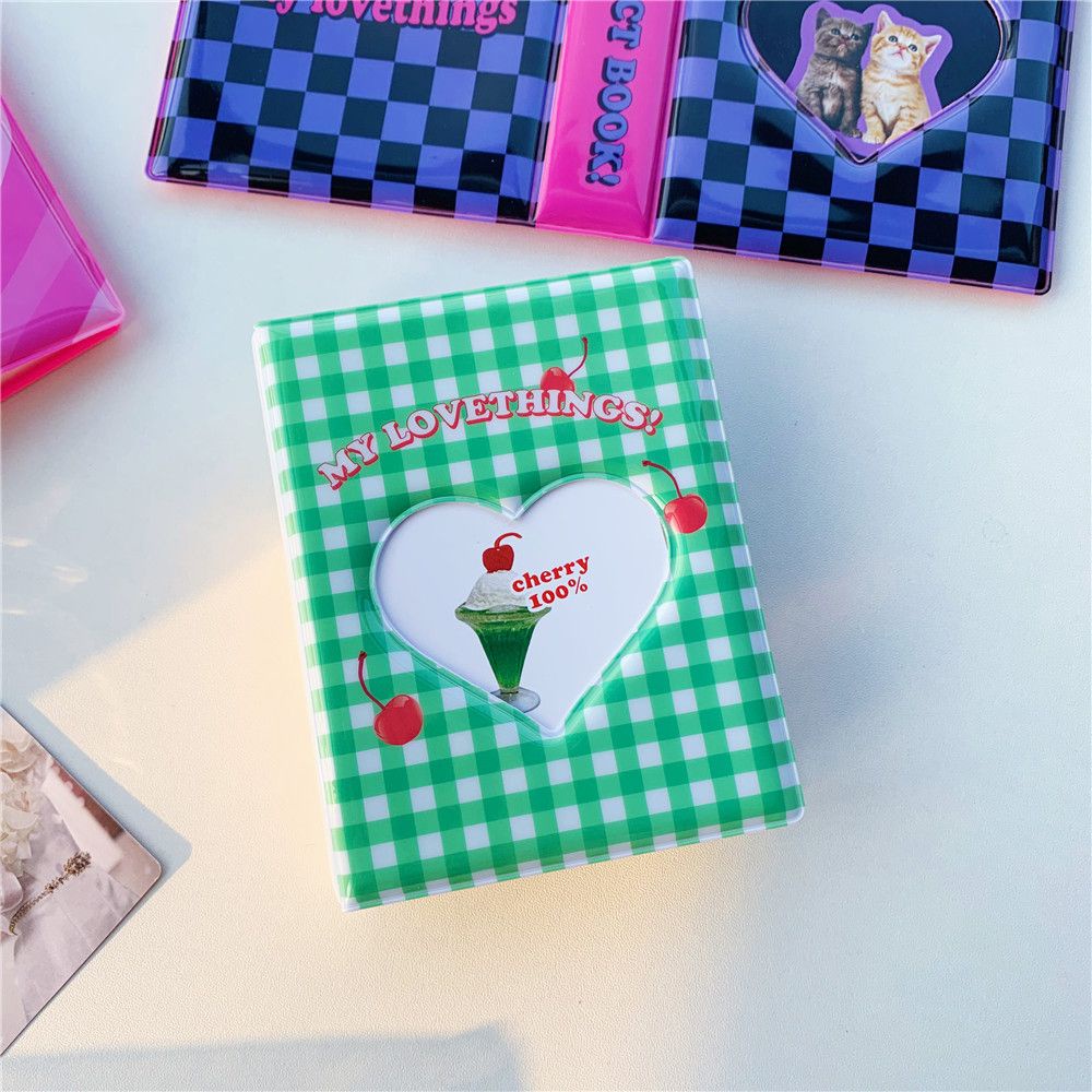 AUGUSTINA Kawaii Collect Books Hollowed Heart Postcards Organizer Photo Album Card Stock Name Card Book Cat Bear Cherry Binder Album 3 inch Business Card Kpop Card Binder