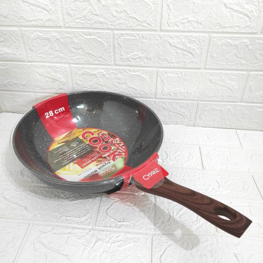 Deep Fry Wok Cypruz Wajan Induksi Ceramic Marble Kuali Penggorengan 28 cm