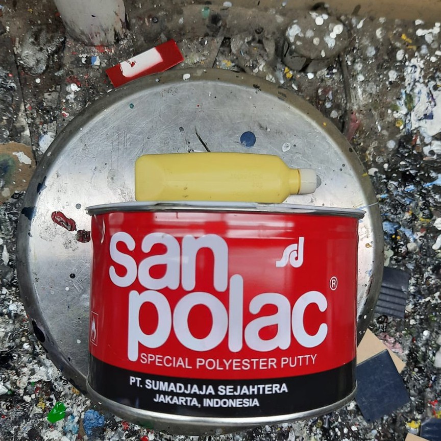 Dempul Sanpolac 1kg + Hdr- Warna Putih- Dempul Besi Kayu Plastik