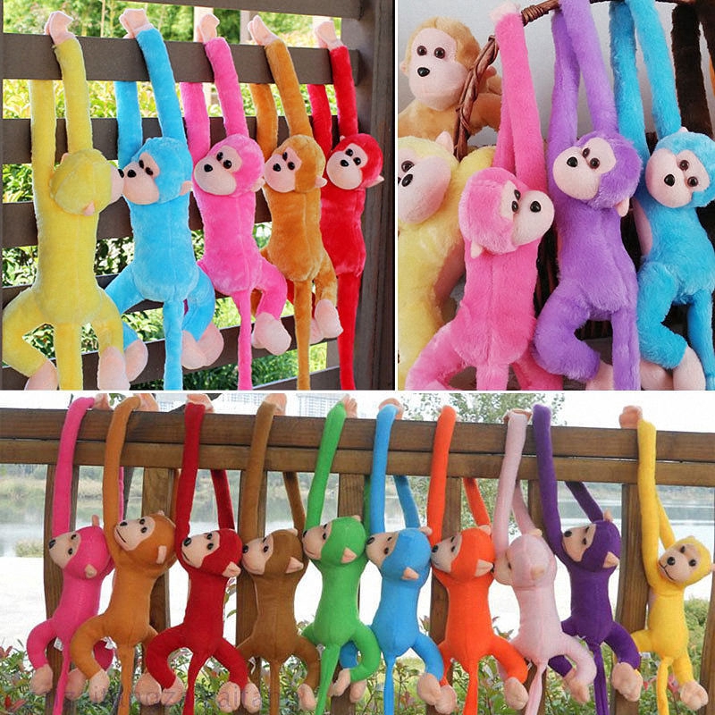 Boneka Monyet Lengan Panjang Bahan Plush Lembut Warna Warni