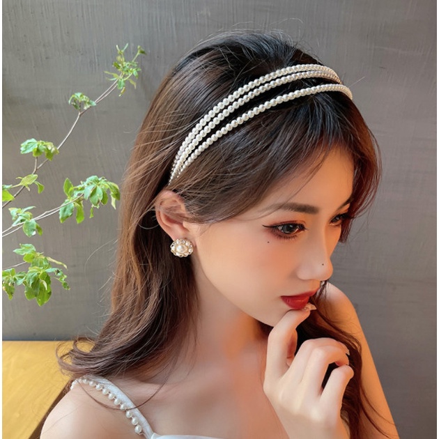 Bando Bandana Korea Wanita Headband Mutiara / Bando Pesta Polos Xiao