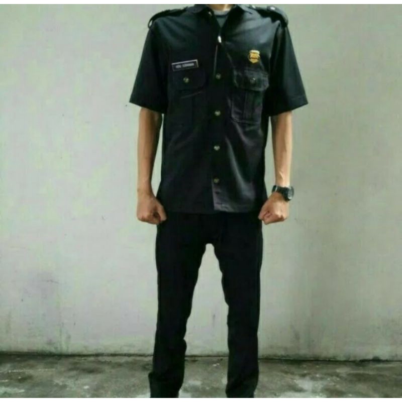 Seragam Safari Satpam Security Lengan Pendek Bahan Twist Berkualitas