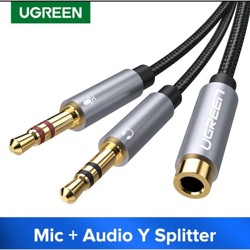 Ugreen Kabel Audio Mic to Aux 3.5mm - Ugreen Splitter Jack Male to Audio Aux 3.5mm