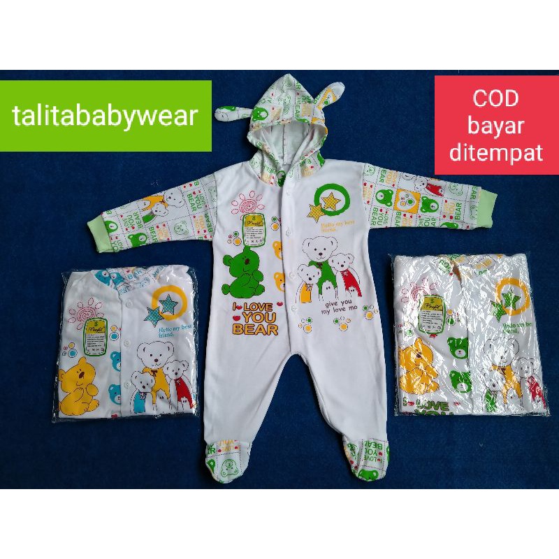 I Love You Bear Jumper Jumsuit Bayi Kaki Tutup