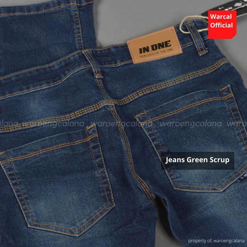 In One Celana Jeans Panjang Green Scrup