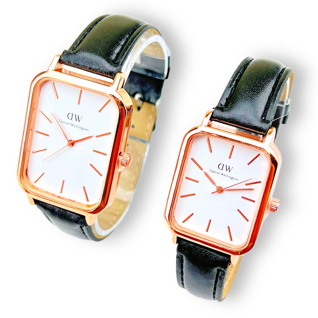 COD✅ Jam Tangan Couple Kulit Fashion Segi Jam Tangan Wanita Pria Analog Watch Impor Harga Grosir   S1229