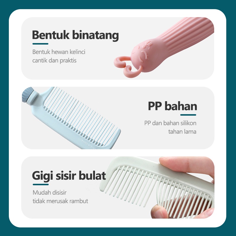 Sisir Rambut Gagang Hair Comb silika Kelinci lucu anak (B298)