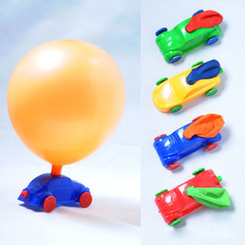 Mainan Mobil Power Balon Aerodinamis Tiup Warna Acak Untuk Hadiah Anak