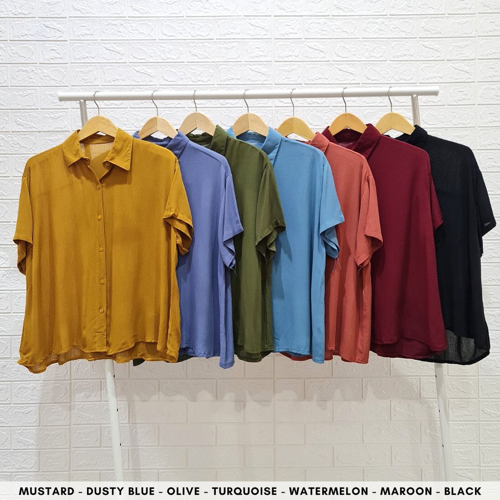 3371 belva oversize shirt kemeja katun polos busui friendly