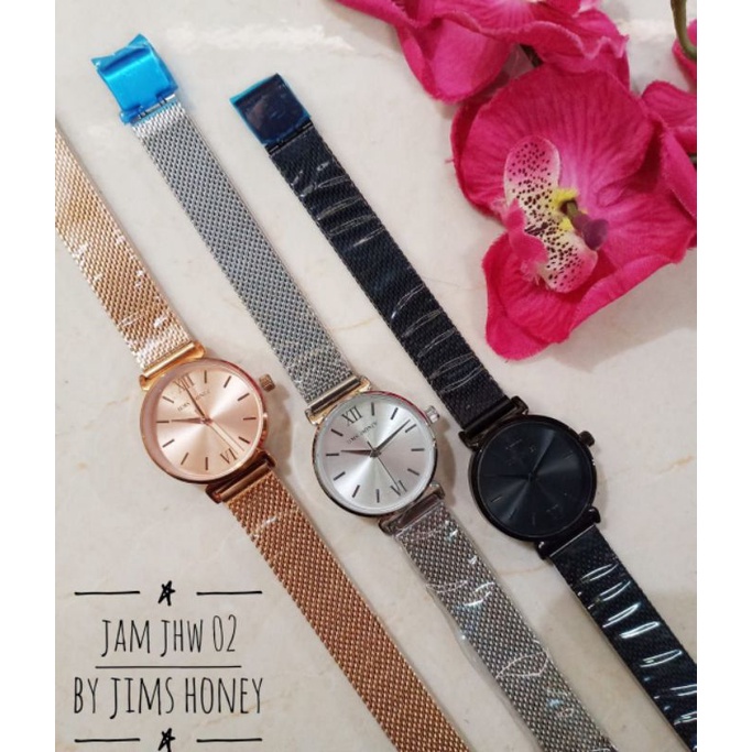 ❤️ GRATIS BOX HITAM ❤️ JAM TANGAN WANITA JHW 02 JIMS HONEY STRAP PASIR BISA DIATUR SIMPEL MINIMALIS