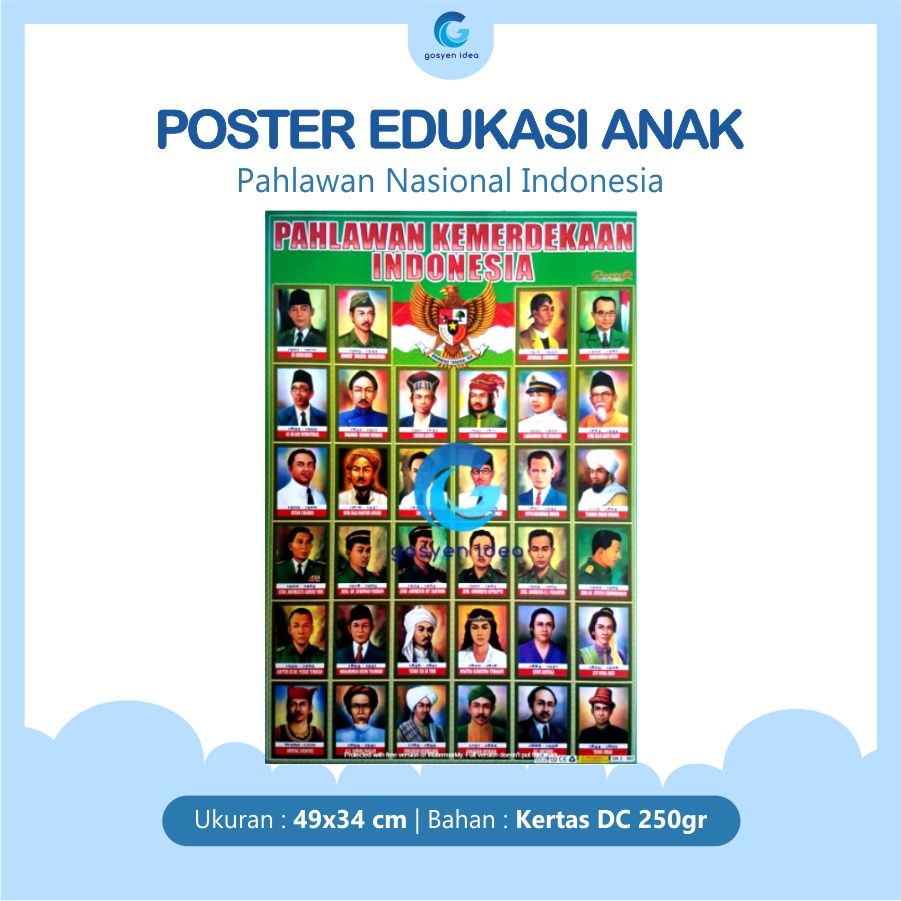 Poster Pendidikan Edukasi Anak Belajar Pahlawan Kemerdekaan Indonesia