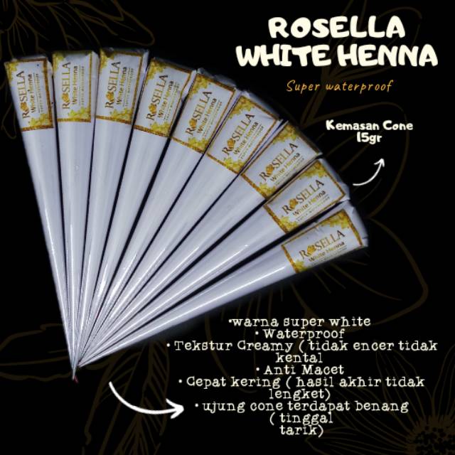 ROSELLA WHITE HENNA , BEST SELLER BEST QUALITY 15gr SUPER WATERPROOF &amp; ANTI MACET