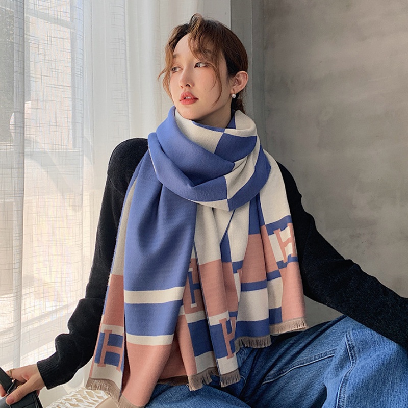 Syal &quot;Harmoni&quot; 60 x 190 Anggun motif H yang mewah Bahan High Grade Cashmere Immitation