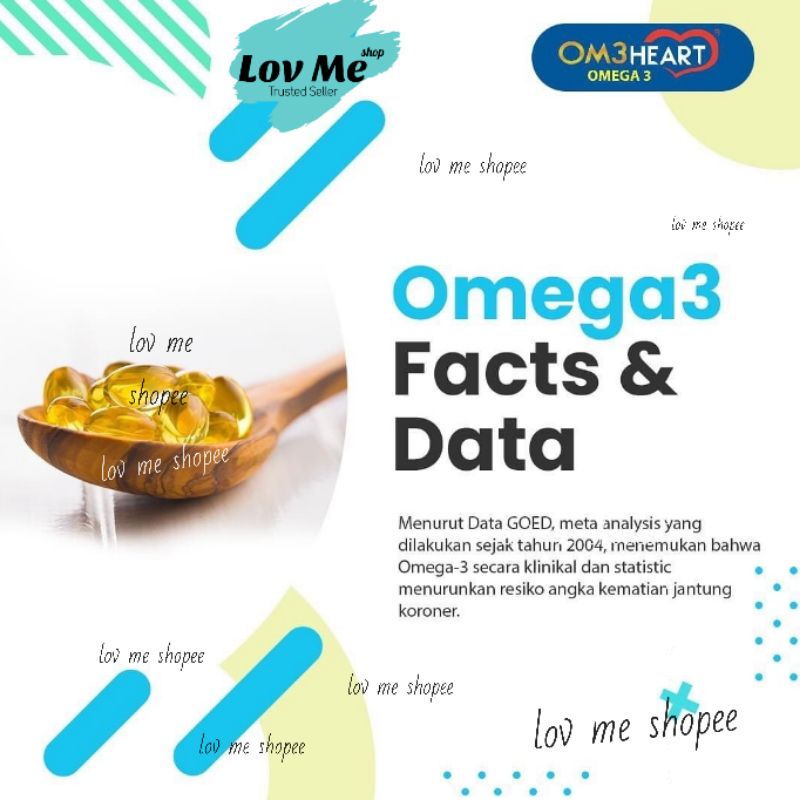 lov me❤ Om3Heart Omeheart Omega 3 Fish Oil Minyak ikan anak dewasa &amp; hewan /kesehatan jantung/daya ingat/kolesterol- Aman lambung isi 30 dan isi 60 |ORIGINAL