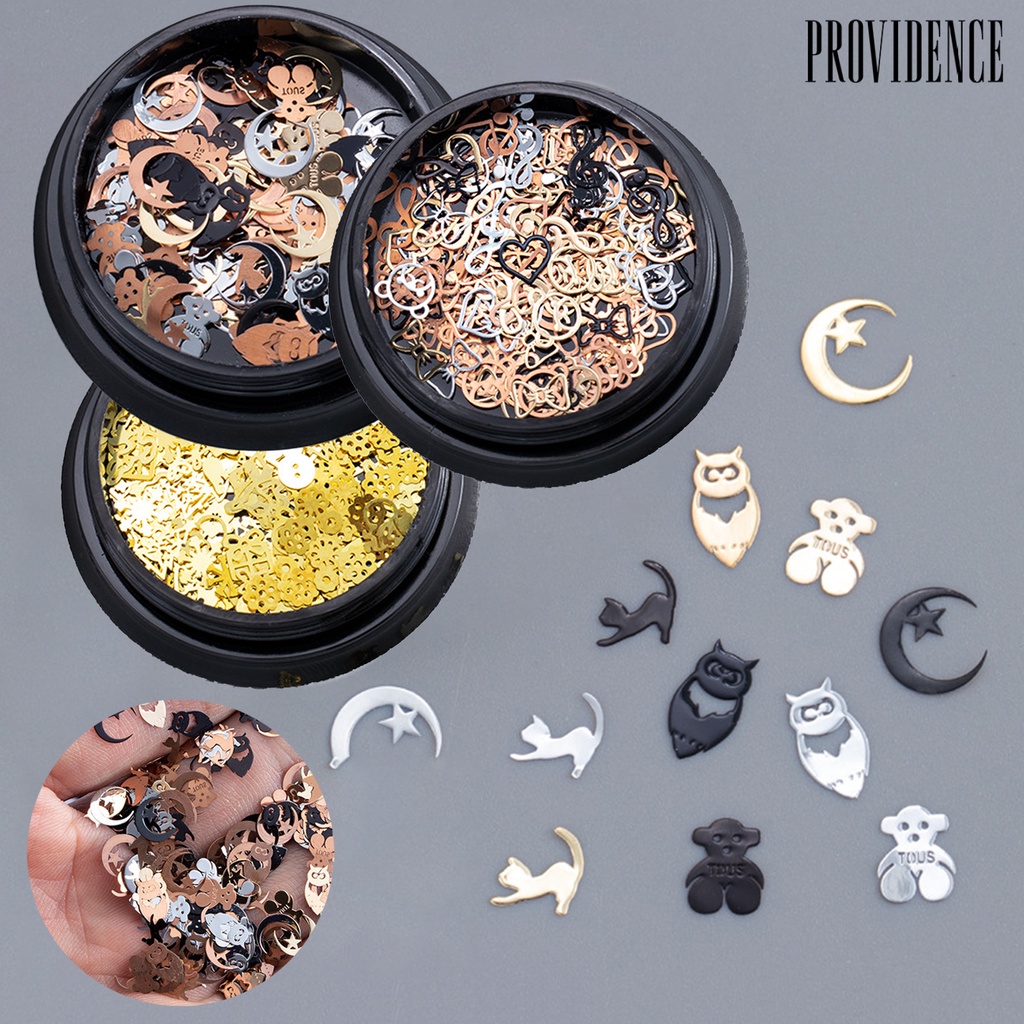 Providence 120Pcs/Box Halloween Style Nail Flake Hollow Design Metal Manicure Metal Decals Sequins Metallic Art Decoration for Female