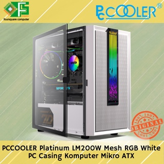 Casing Komputer PCCooler Platinum LM200W Mesh RGB White Case M-ATX