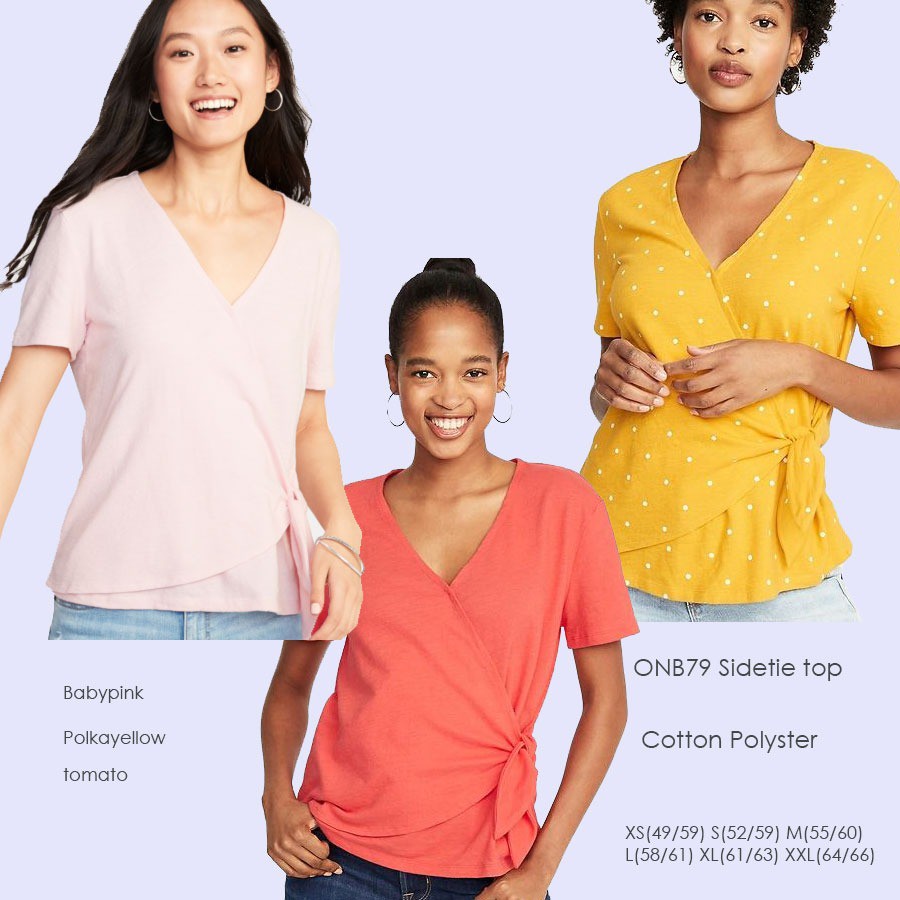 OLD NAVY Kaos Blouse Wanita Side Tieknot Sidetie Wrap top-3