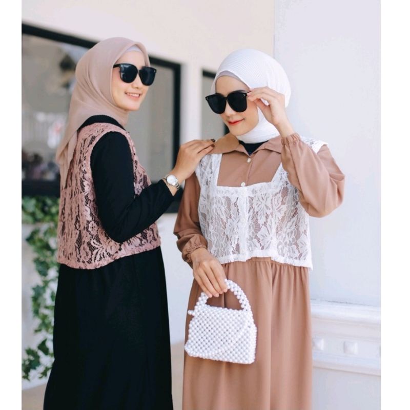 SHAFQRIA GAMIS VEST ROMPI BRUKLAT BUSUI || Wolfish || Gamis cardi vest rompi // Fiishop