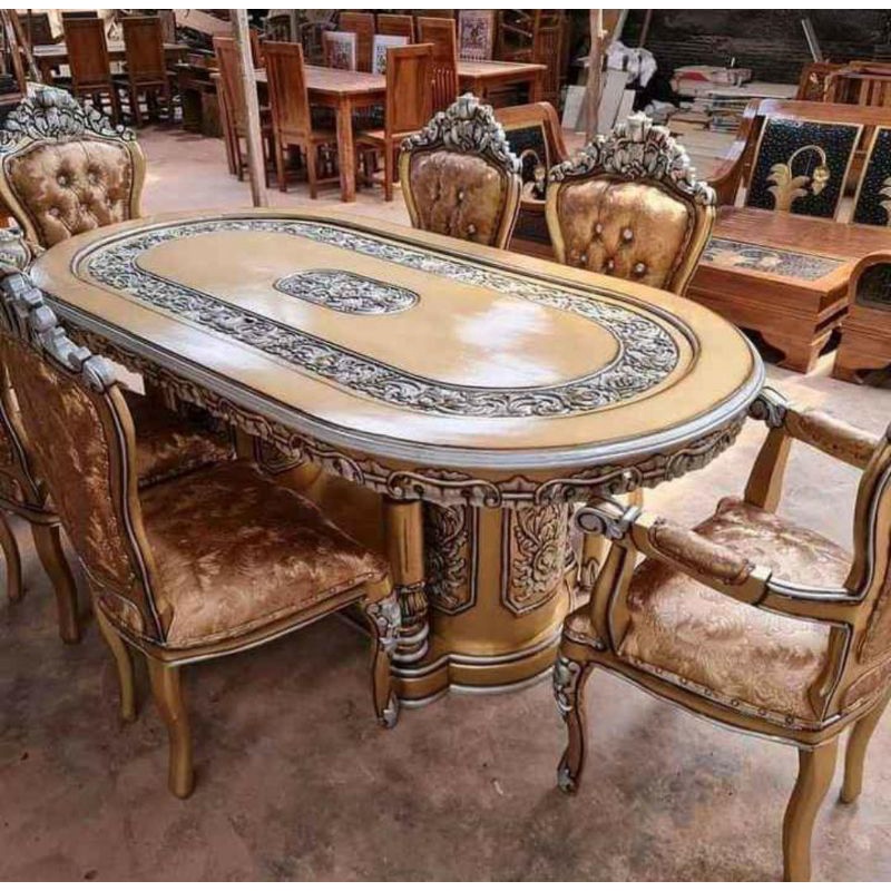 meja makan salina ukir jepara/meja kursi makan ukir jepara