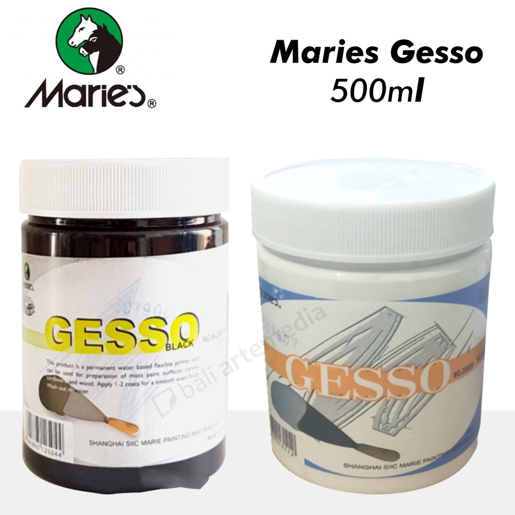 Cat Akrilik Maries Gesso 500ml Black &amp; White Perlengkapan Menggambar Terlaris By Bali Artemedia