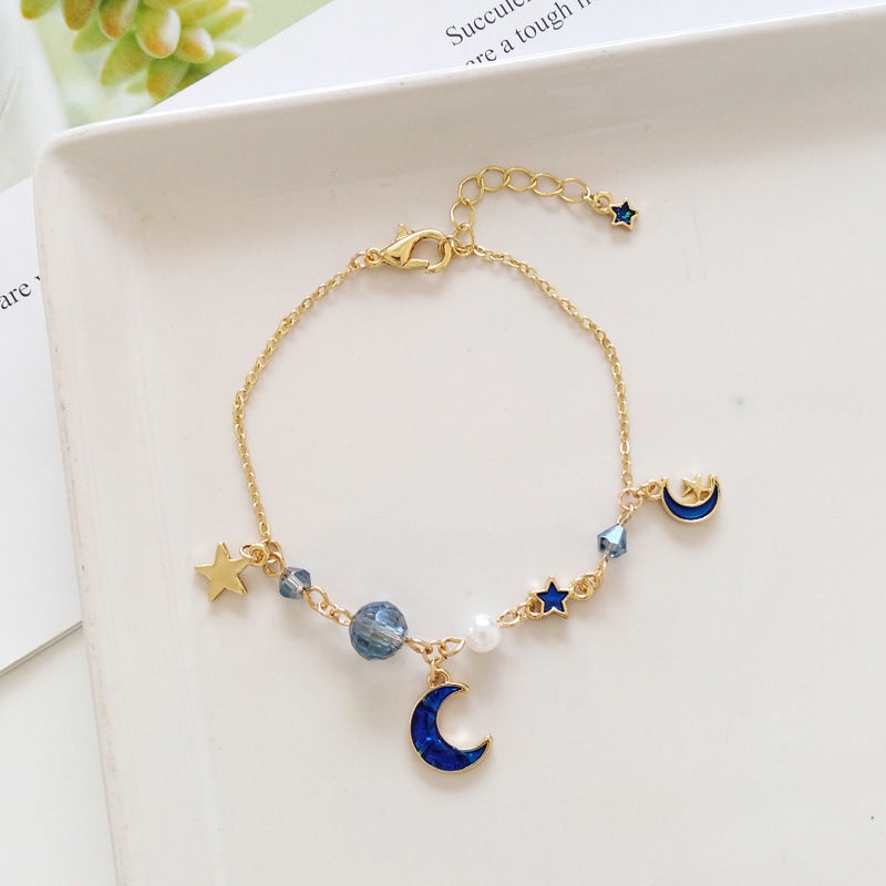 【Ready Stock】✨Gelang Dengan Anti karat Dan Anti Luntur COD Liontin Bentuk Bintang Dan Bulan Gaya Korea Untuk Aksesoris Wanita Fashion Murah 2022 Terbaru