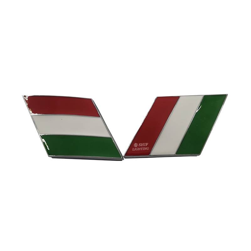 1 pair Metal Tri-Color ITALY National Flag Logo Car Auto Motor Decorative Side Rear Emblem Badge Sticker Decal