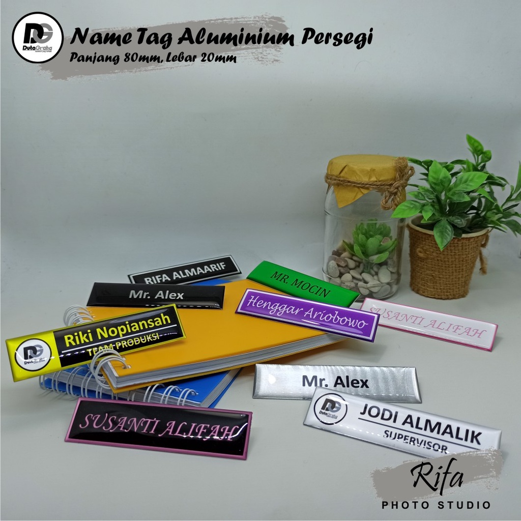 

[CUSTOM] NAMETAG ALUMINIUM PERSEGI Pin Bros Aksesoris Souvenir NAMA